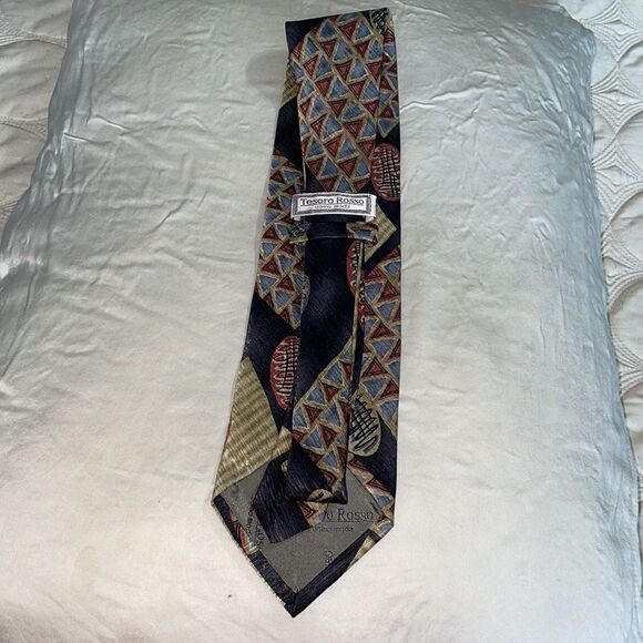 Vtg 90s  Tesoro Rosso funky silk tie - Picture 3 of 6
